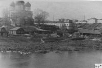 Ансамбль Успенского Трифонова мужского монастыря со стороны улицы Водопроводной. 1950-е годы 